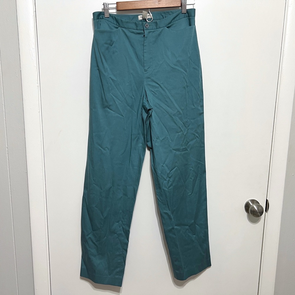 Tyler Boeβ Womens 10 Teal Straight Leg Pants Tencel Cotton Stretch Trousers